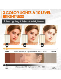 Luz de Selfie Magnética JINGCOOL, 3 Modos, 2000mAh, Portátil 2