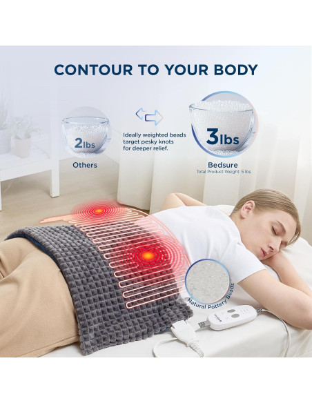 Almohadilla Térmica con Vibración Bedsure 12x24" Gris Oscuro