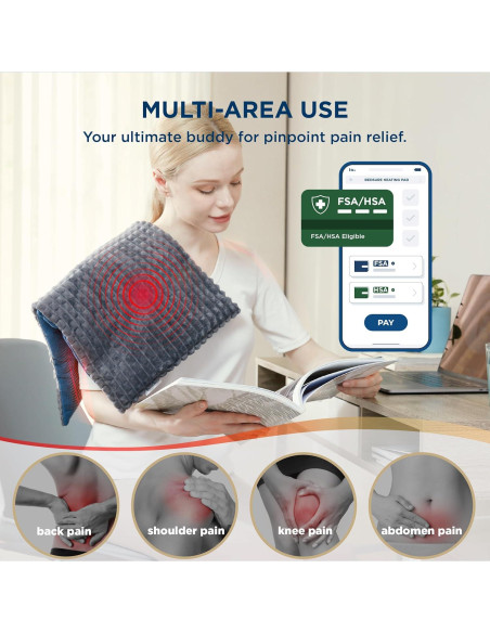 Almohadilla Térmica con Vibración Bedsure 12x24" Gris Oscuro