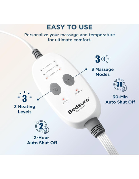 Almohadilla Térmica con Vibración Bedsure 12x24" Gris Oscuro