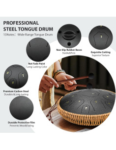 Tambor de Lengua de Acero Qingshi 35cm 15 Notas Do Mayor Negro 2