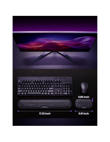 Reposamuñecas Vaydeer Ergonómico para Teclado y Ratón Negro