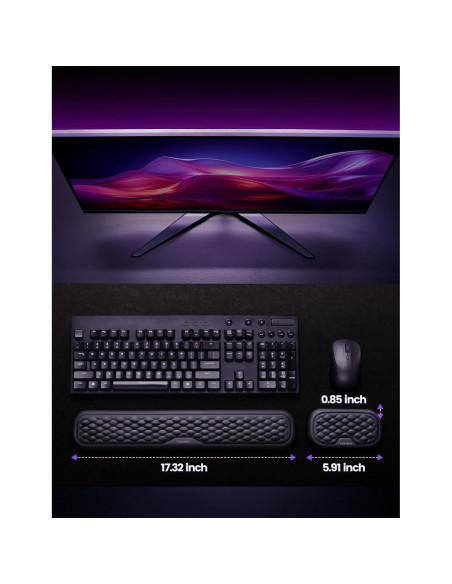 Reposamuñecas Vaydeer Ergonómico para Teclado y Ratón Negro