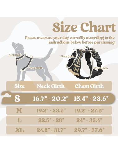 Arnés para Perros Rabbitgoo Pequeño Beige Ajustable Sin Tirones