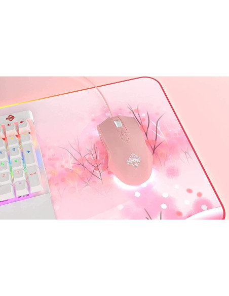 Ratón Gaming RGB Lomiluskr AJ52, 7 Botones, 200-4800 DPI, Rosa