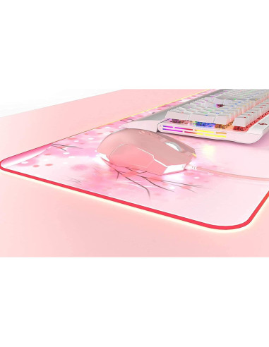 Ratón Gaming RGB Lomiluskr AJ52, 7 Botones, 200-4800 DPI, Rosa