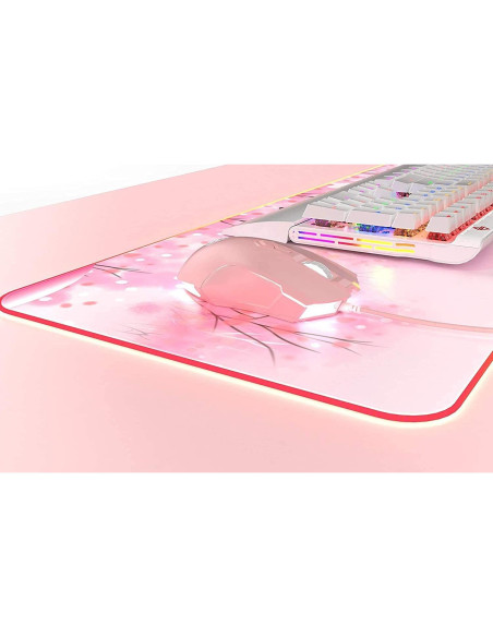 Ratón Gaming RGB Lomiluskr AJ52, 7 Botones, 200-4800 DPI, Rosa