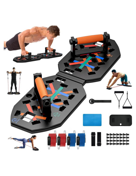 Tabla de Flexiones Plegable VEICK con Bandas de Resistencia