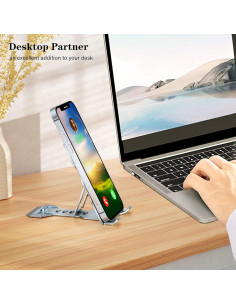 Soporte para Teléfono Móvil Versinan Ajustable Gris - Plegable y Antideslizante 2