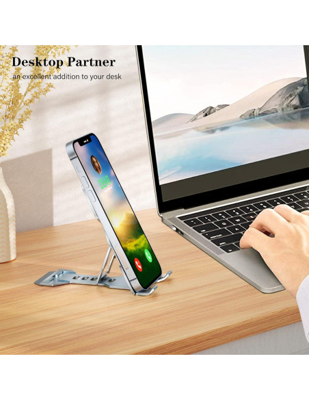 Soporte para Teléfono Móvil Versinan Ajustable Gris - Plegable y Antideslizante