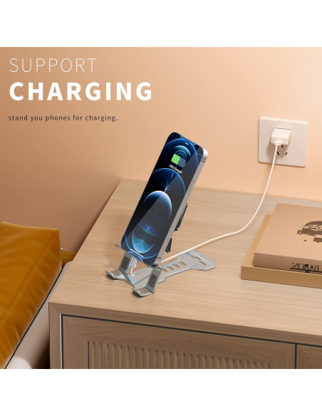 Soporte para Teléfono Móvil Versinan Ajustable Gris - Plegable y Antideslizante