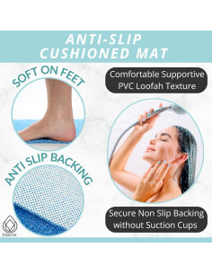 Alfombrilla de Ducha Antideslizante Enkosi 61x41 cm Azul Aqua 2