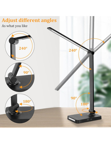 Lámpara de Escritorio LED Dott Arts con Puertos USB, 5 Modos