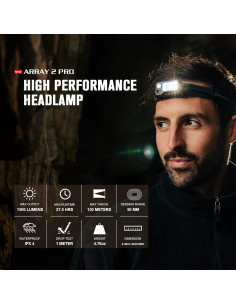 Linterna Frontal OLIGHT Array 2 Pro 1500 Lúmenes USB-C Negra 2