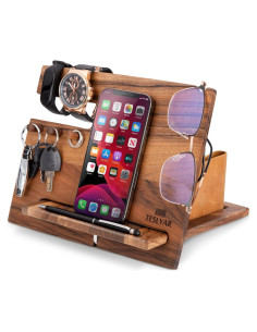 Estación de Acoplamiento de Madera de Nogal TESLYAR 23.5x19.5 cm