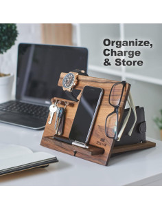 Estación de Acoplamiento de Madera de Nogal TESLYAR 23.5x19.5 cm 2