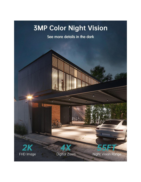 Cámaras de Seguridad Inalámbricas ZUMIMALL 3MP - 2 Paquetes