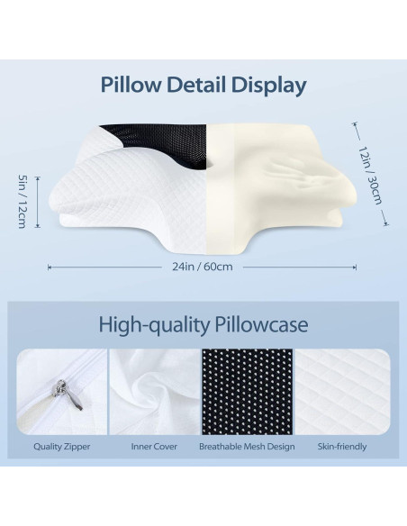 Almohada Ortopédica HOMCA de Espuma Viscoelástica 61x30.5cm