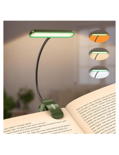 Luz de Libro Recargable Gritin Verde Profundo 19 LED 3 Colores