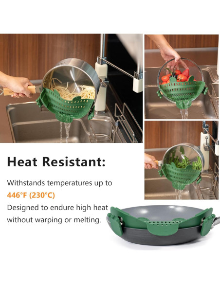 Colador Plegable de Silicona Li & Zhao 25.4x14.7cm Verde