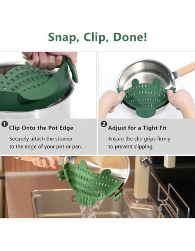 Colador Plegable de Silicona Li & Zhao 25.4x14.7cm Verde