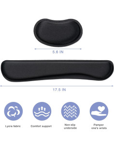Reposa Muñecas Ergonómico Hoewina para Teclado y Mouse Negro 2
