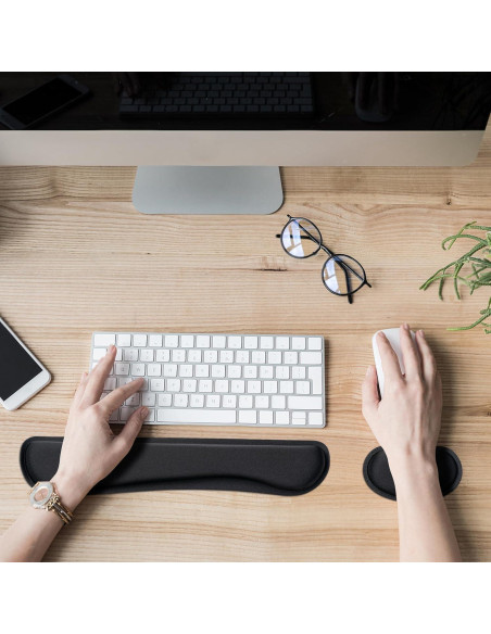 Reposa Muñecas Ergonómico Hoewina para Teclado y Mouse Negro