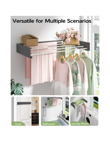 Soporte de Secado de Ropa Plegable VIKAQI 81 cm Negro