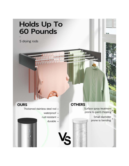 Soporte de Secado de Ropa Plegable VIKAQI 81 cm Negro