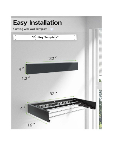 Soporte de Secado de Ropa Plegable VIKAQI 81 cm Negro