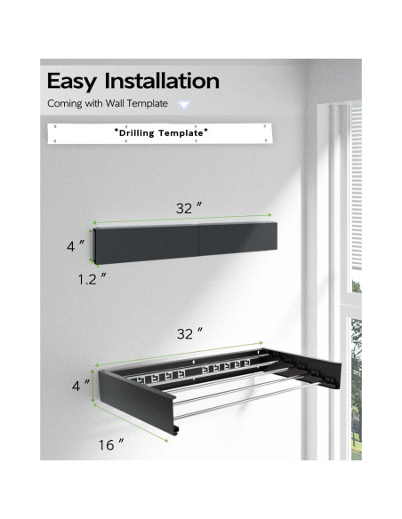 Soporte de Secado de Ropa Plegable VIKAQI 81 cm Negro