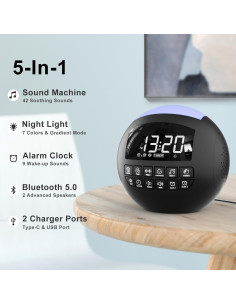 Máquina de Sonido Blanco ROCAM con Bluetooth y Luz Nocturna 2