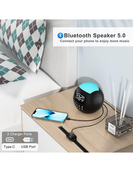 Máquina de Sonido Blanco ROCAM con Bluetooth y Luz Nocturna
