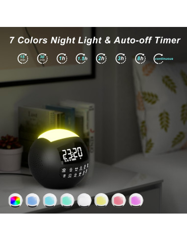 Máquina de Sonido Blanco ROCAM con Bluetooth y Luz Nocturna