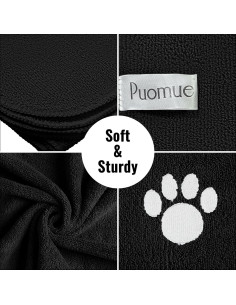 Paquete de 3 Toallas de Microfibra Puomue 101.6x60cm Negros 2