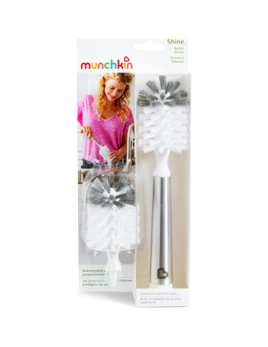 Cepillo de Botellas Munchkin Shine Acero Inoxidable con Repuesto