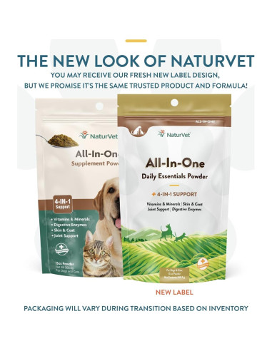 Suplemento Todo-en-Uno NaturVet para Perros 368.5g - Articulaciones, Piel y Digestión