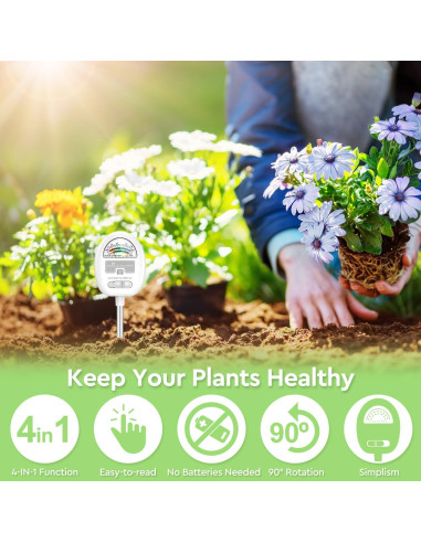 Medidor de Humedad del Suelo 4-en-1 Moistenland P403W