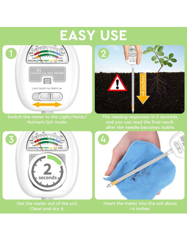 Medidor de Humedad del Suelo 4-en-1 Moistenland P403W