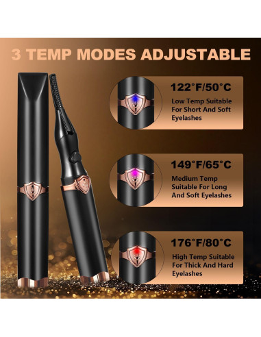 Rizador de Pestañas Eléctrico Acavado - Calentamiento Rápido 8s - 3 Modos de Calor