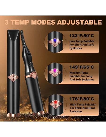Rizador de Pestañas Eléctrico Acavado - Calentamiento Rápido 8s - 3 Modos de Calor
