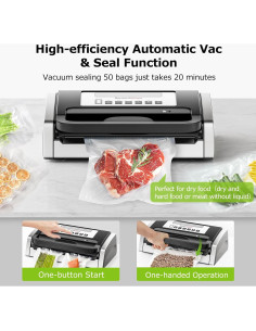 Selladora al Vacío Bonsenkitchen VS4100-T, 135W, 2 Rollos + 100 Bolsas 2