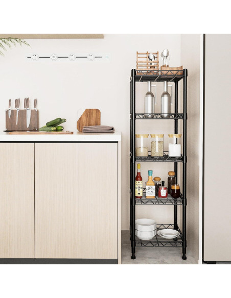 Estantería de Metal GIOTORENT 5 Niveles Ajustable 30x30x127cm Negro