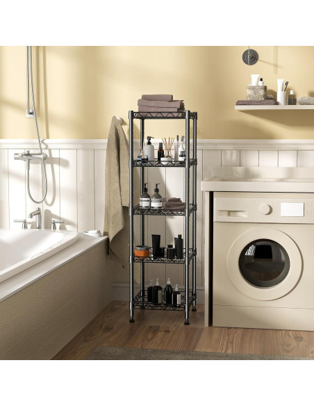 Estantería de Metal GIOTORENT 5 Niveles Ajustable 30x30x127cm Negro