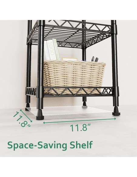 Estantería de Metal GIOTORENT 5 Niveles Ajustable 30x30x127cm Negro