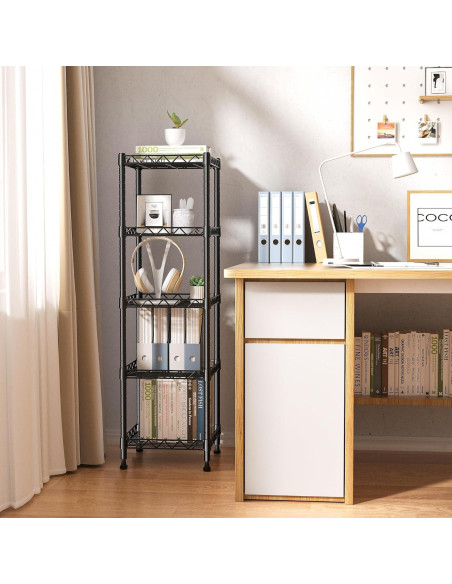 Estantería de Metal GIOTORENT 5 Niveles Ajustable 30x30x127cm Negro