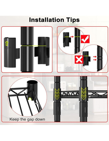 Estantería de Metal GIOTORENT 5 Niveles Ajustable 30x30x127cm Negro