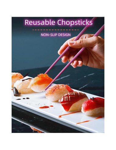 Palillos Reutilizables de Fibra de Vidrio ZDPMK 24.2 cm Antideslizantes