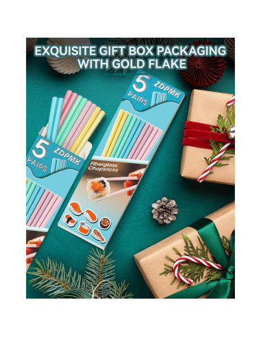 Palillos Reutilizables de Fibra de Vidrio ZDPMK 24.2 cm Antideslizantes