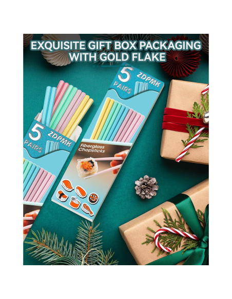 Palillos Reutilizables de Fibra de Vidrio ZDPMK 24.2 cm Antideslizantes